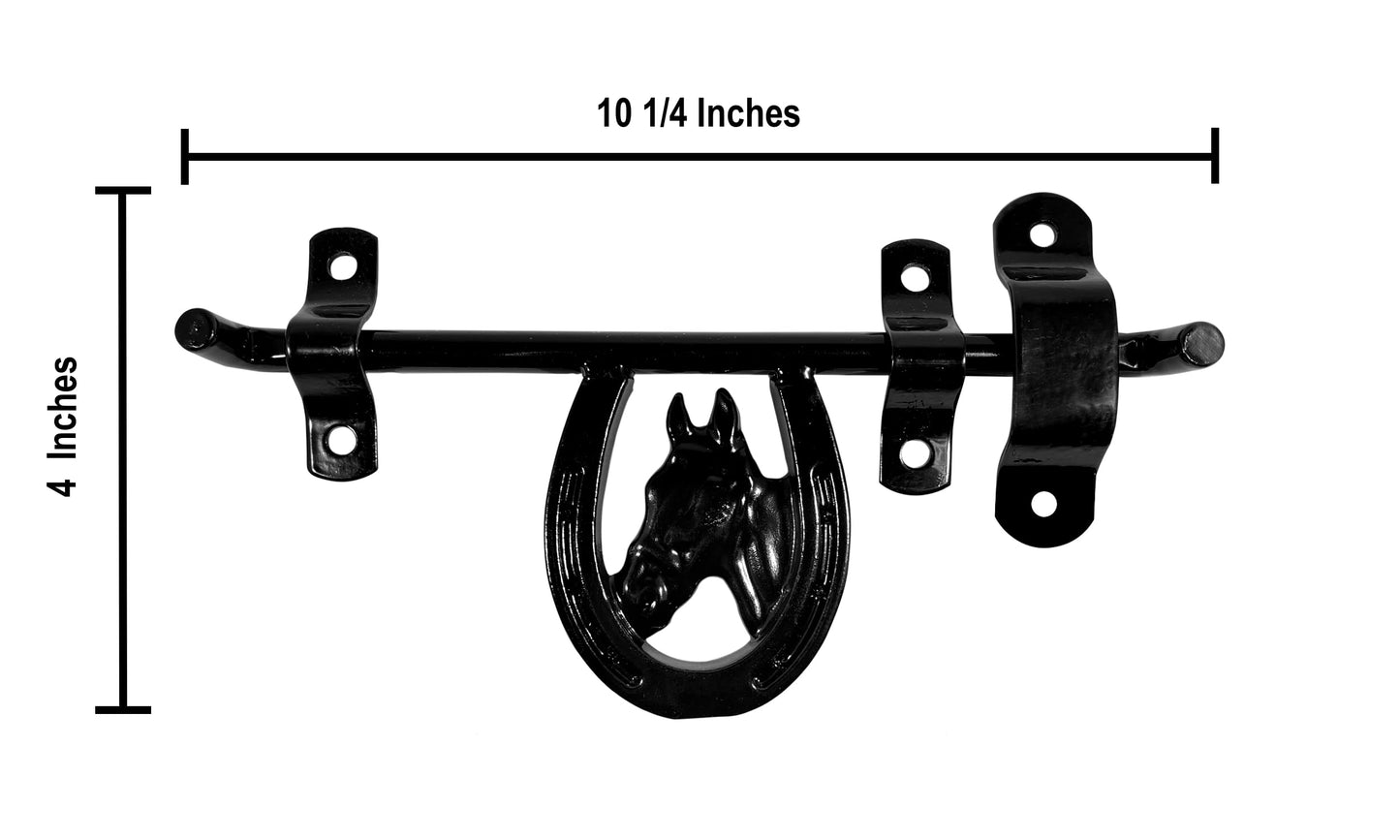Dutch Ranch Heavy Duty Steel Barn Stall Door Latch, Black, Fits Left or Right Doors, Decorative Horse Stall Hardware, Made in USA