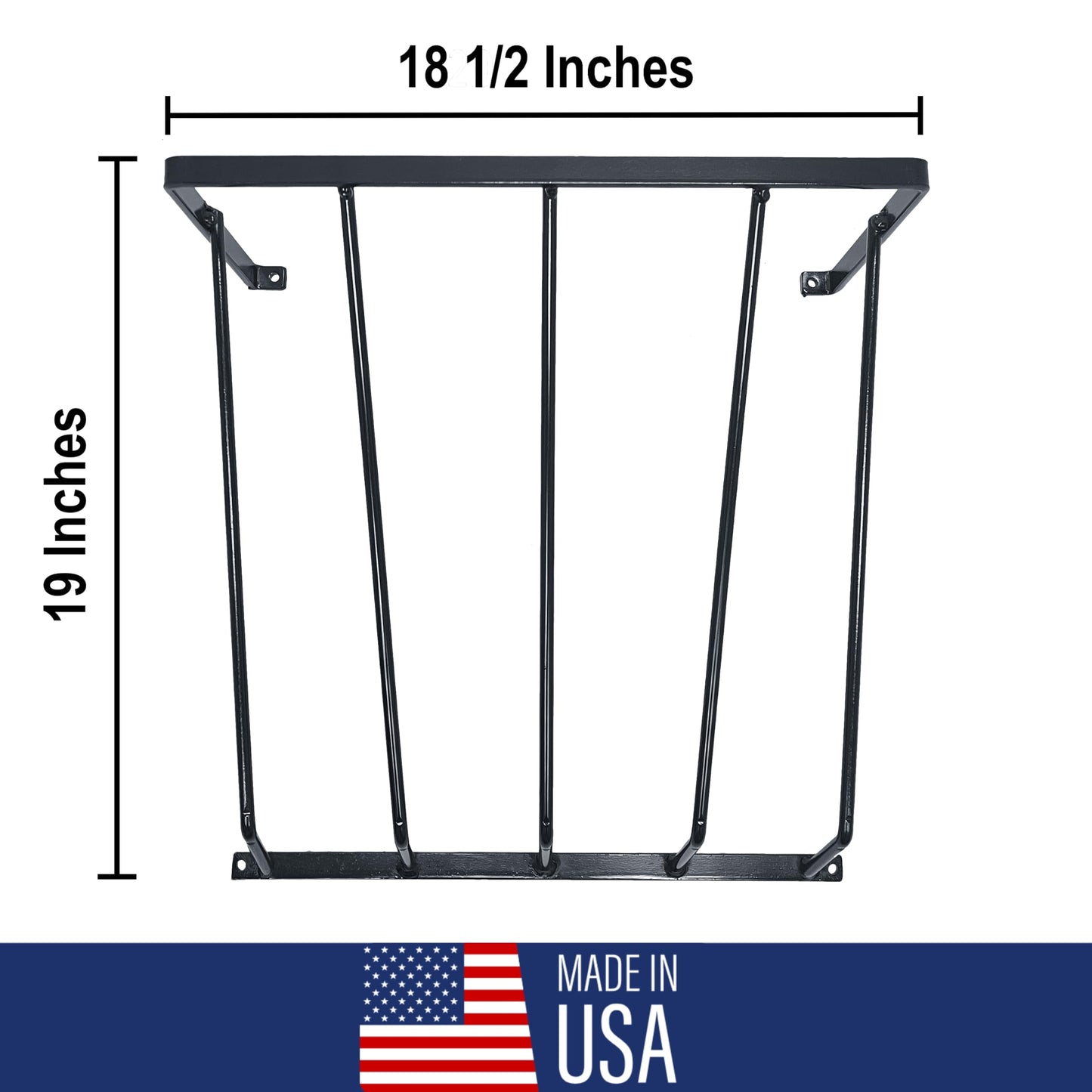 Heavy Duty Steel Wall Hay Rack by Dutch Ranch| Steel Hay Rack for Sheep, Goats & Livestock | Hay Feeder Wall Mount for Easy Hay Storage | Black Hay Rack for Blanket Storage | 18.5" Long | Made in USA