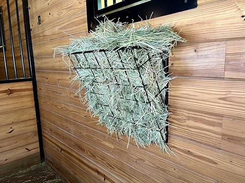 Dutch Ranch Heavy Duty Steel Wall Slow Feeder Hay Rack Steel Hay Rack for Horses, Goats & Livestock | Easy Hay Storage | Black 24'' Long Horse Slow Hay Feeder | Made in USA