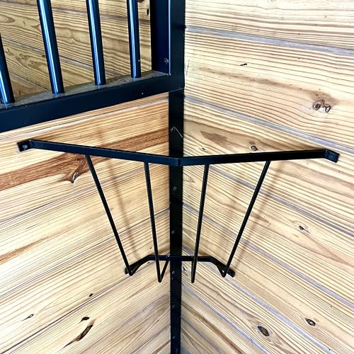 Dutch Ranch Heavy Duty Steel Corner Wall Hay Rack | Hay Rack for Sheep, Goats & Livestock | Hay Feeder Corner Wall Mount | Black Corner Hay Rack for Blanket Storage | 24'' Long | Made in USA